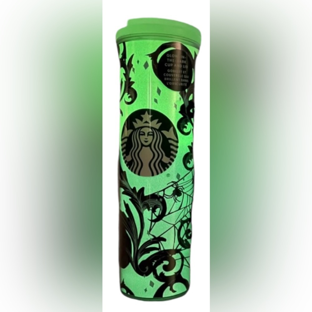 STARBUCKS Glow in Dark Halloween‘21 Purple&White Black Cat Tumbler/ 16oz, NWT - Picture 3 of 12